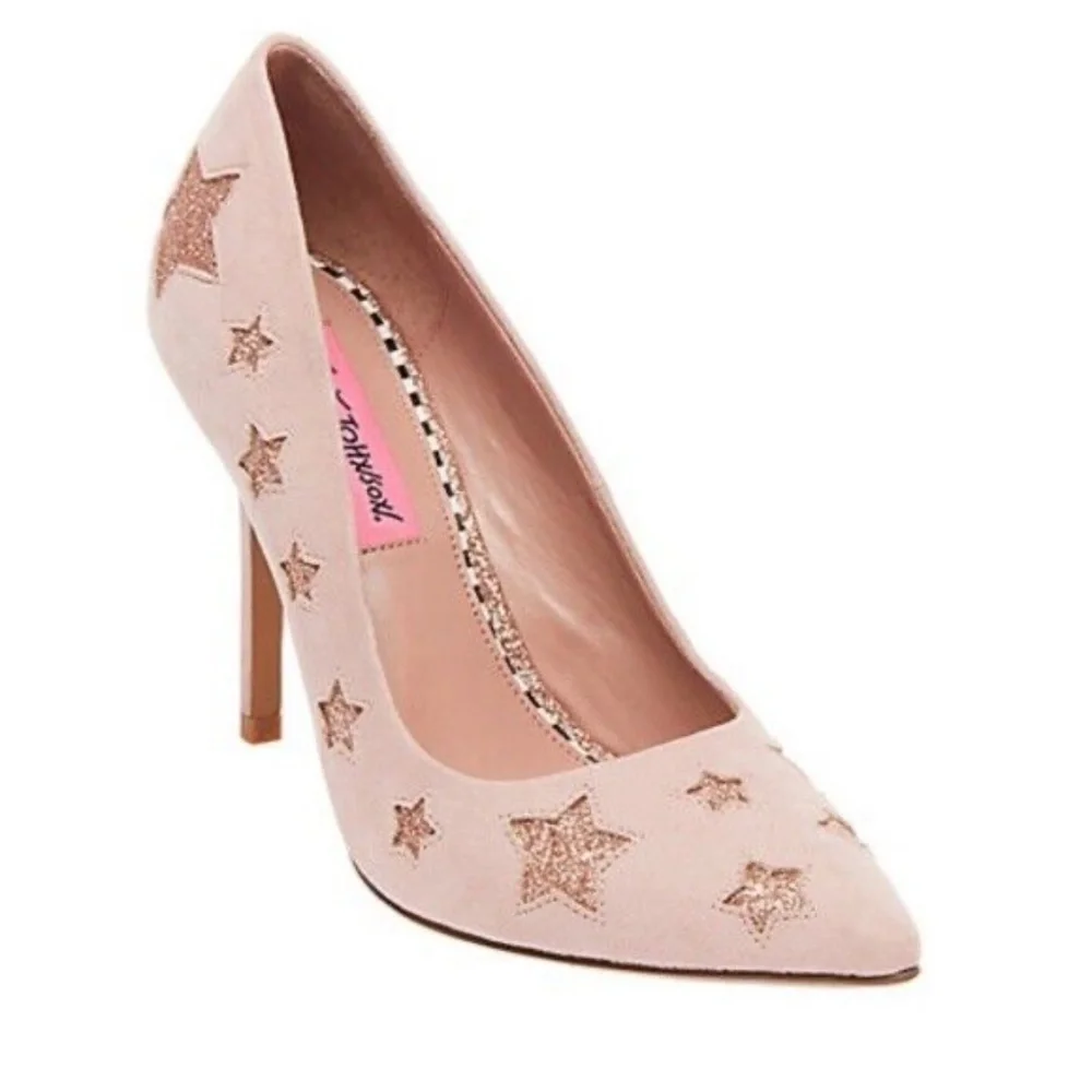 EUC Betsey Johnson Pryce Dress Pumps Stars Blush Light Pink Stiletto Size 7.5 - Picture 1 of 14